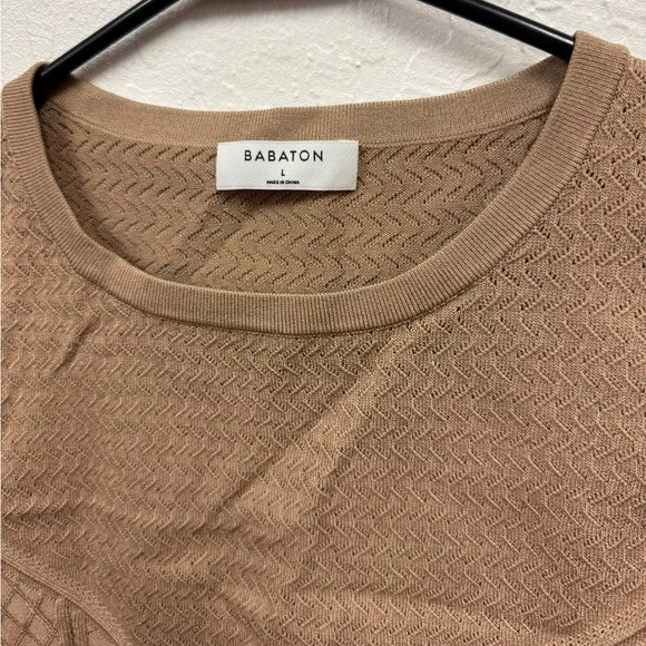 Babaton Pointelle Knit Crop Tank Top – Gold Camel – Size L – NWT - Picture 3 of 5